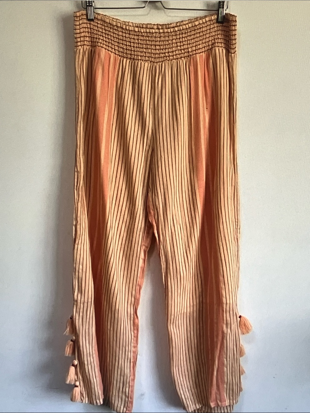 Soft Surroundings Peach & Cream Striped Wide-Leg Pants